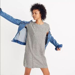 Madewell Stripe-Play Button-Back Tee Dress Brown